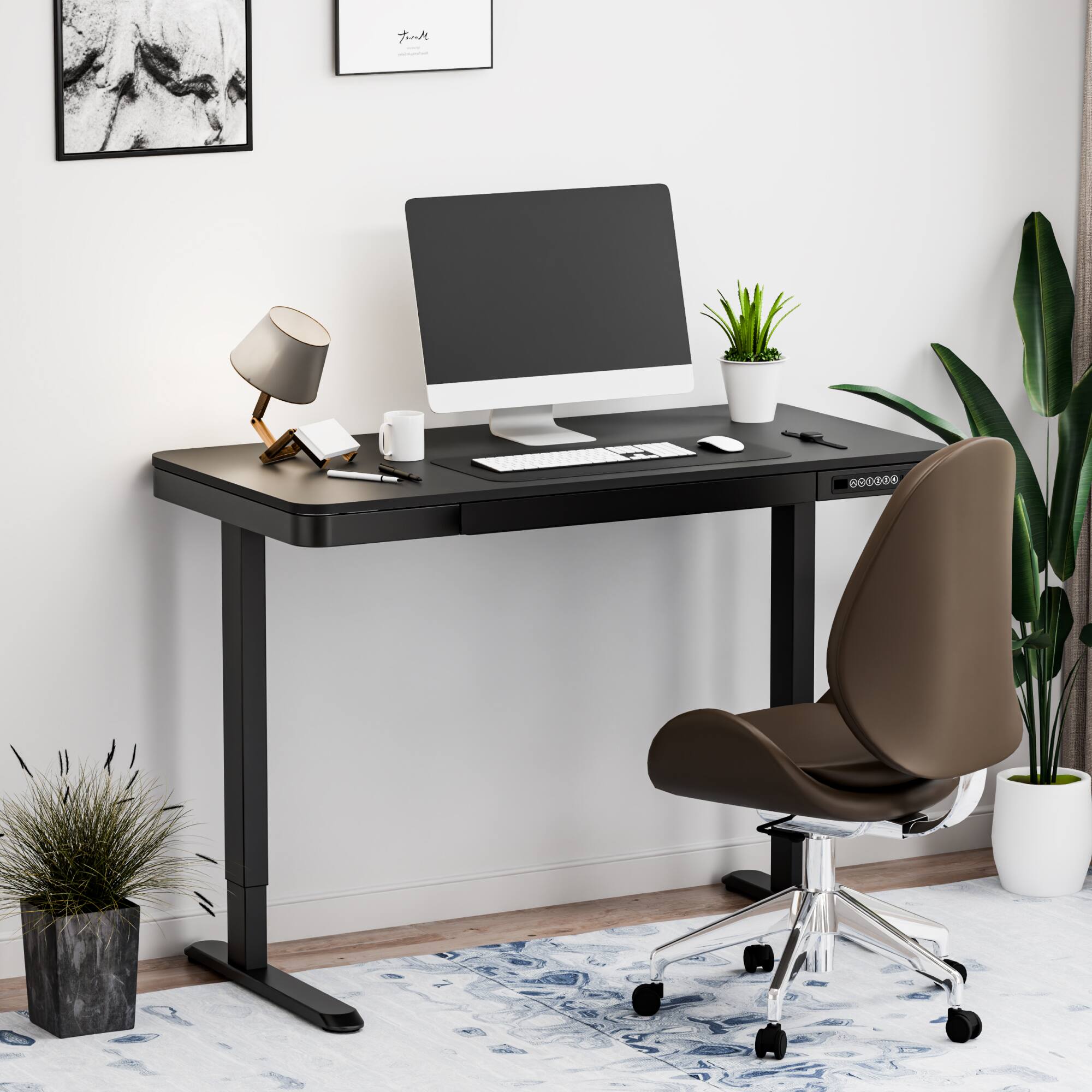 Alt View 5. FlexiSpot - EW2 Series 48"W Quick-Install Electric Height-Adjustable Standing Desk for Home Office - Black.