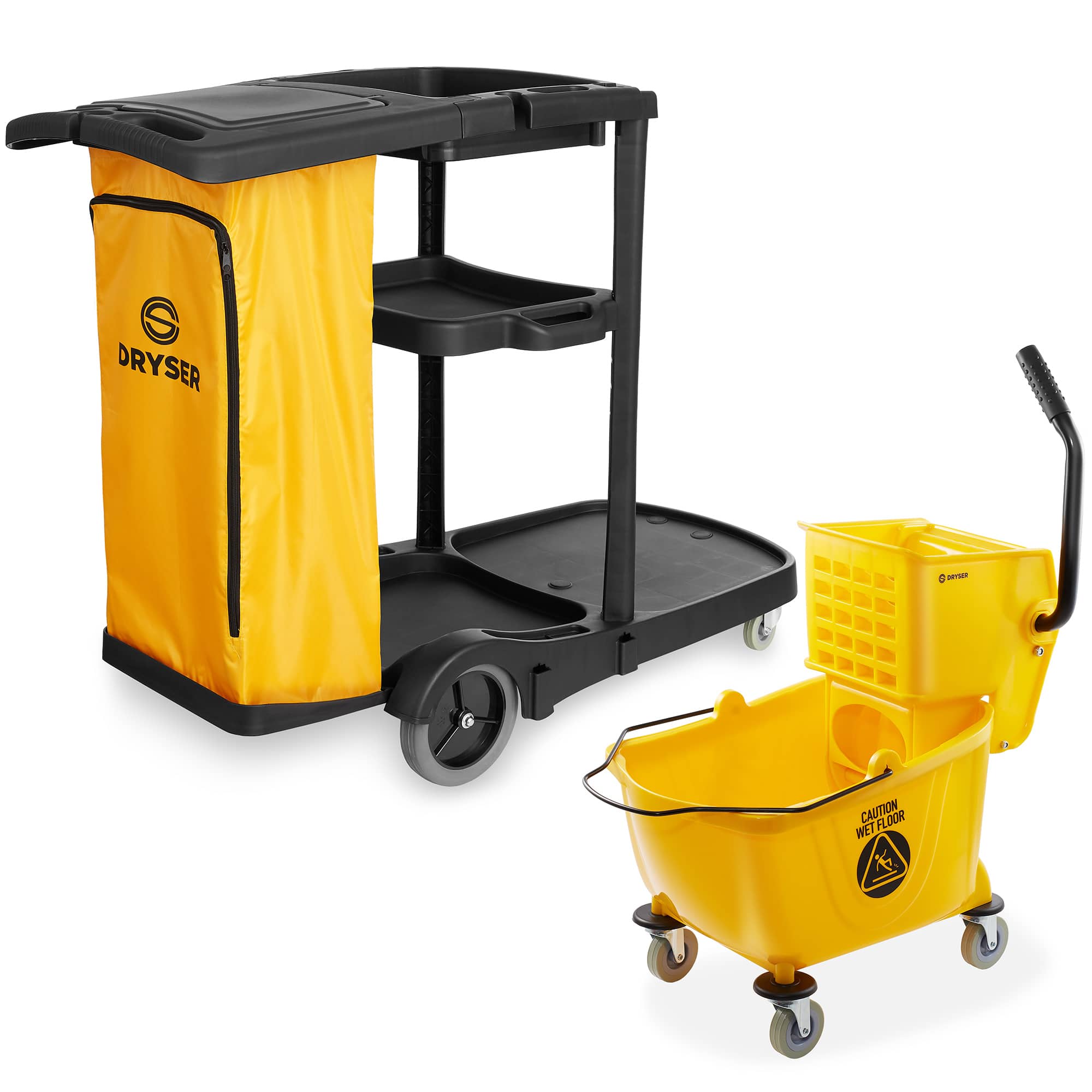Dryser - Commercial Housekeeping Caddy and Commercial Mop Bucket - 26 Qt - Yellow