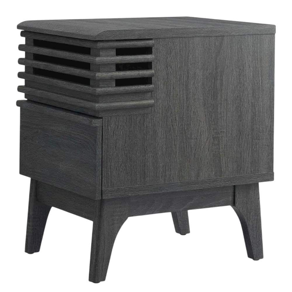 FurniFact - Nightstand Finish, Minimalist Design, Sturdy Base,, Versatile Storage - Gray
