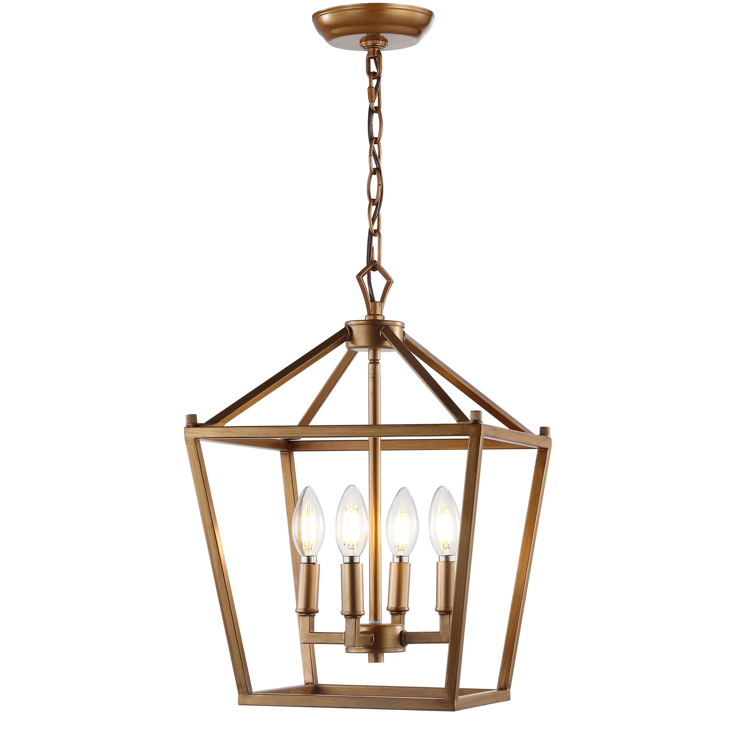 "Jonathan Y - Pagoda 12"" 4-Light Classic Traditional Metal Cage Lantern LED Pendant - Antique Gold" price history on PriceWatchPro
