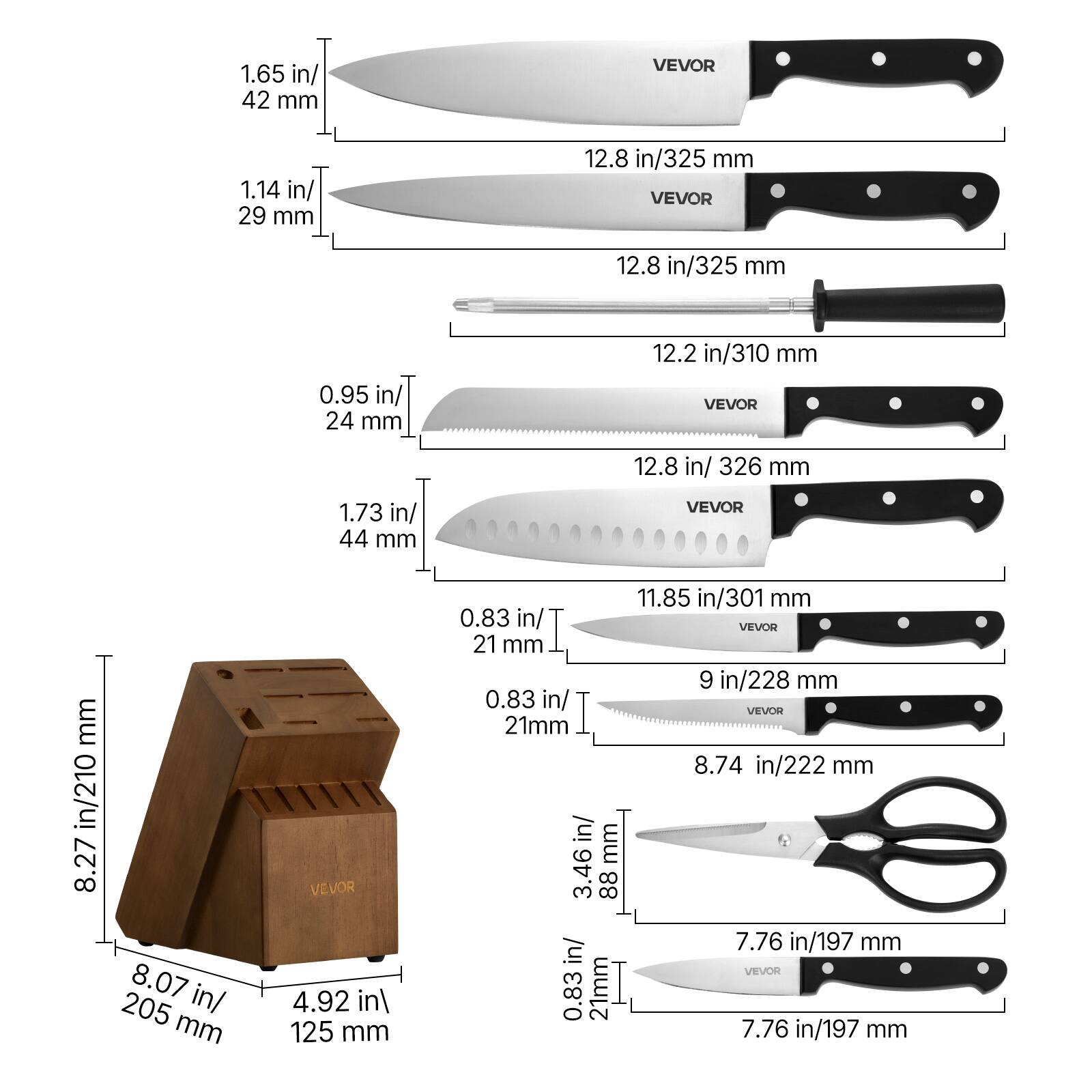 1.65 in/ 42 mm  
1.14 in/ 29 mm  
12.8 in/325 mm  
12.8 in/325 mm  
0.95 in/ 24 mm  
12.2 in/310 mm  
12.8 in/ 326 mm  
1.73 in/ 44 mm  
8.27 in/210 mm  
8.07 in/ 205 mm  
4.92 in/ 125 mm  
11.85 in/301 mm  
0.83 in/ 21 mm  
9 in/228 mm  
0.83 in/ 21mm  
8.74 in/222 mm  
3.46 in/ 88 mm  
7.76 in/197 mm  
0.83 in/ 21mm  
7.76 in/197 mm