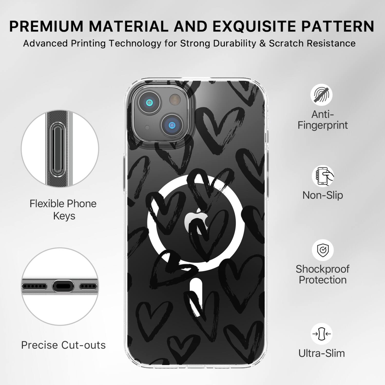 PREMIUM MATERIAL AND EXQUISITE PATTERN  
Advanced Printing Technology for Strong Durability & Scratch Resistance  

- Anti-Fingerprint  
- Flexible Phone Keys  
- Non-Slip  
- Shockproof Protection  
- Precise Cut-outs  
- Ultra-Slim