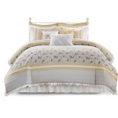 Front. Gracie Mills - Gracie Mills Singleton 9-Piece Cotton Percale Comforter Set with Paisley Print - Yellow.