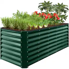Best Choice Products - 8x2x2ft Raised Metal Outdoor Garden Bed for Flowers Vegetables Herbs - Dark Green