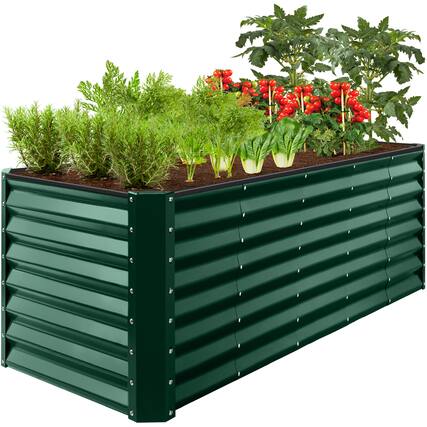 Front. Best Choice Products - Best Choice Products 8x2x2ft Raised Metal Outdoor Garden Bed for Flowers Vegetables Herbs - Dark Green - Dark Green.