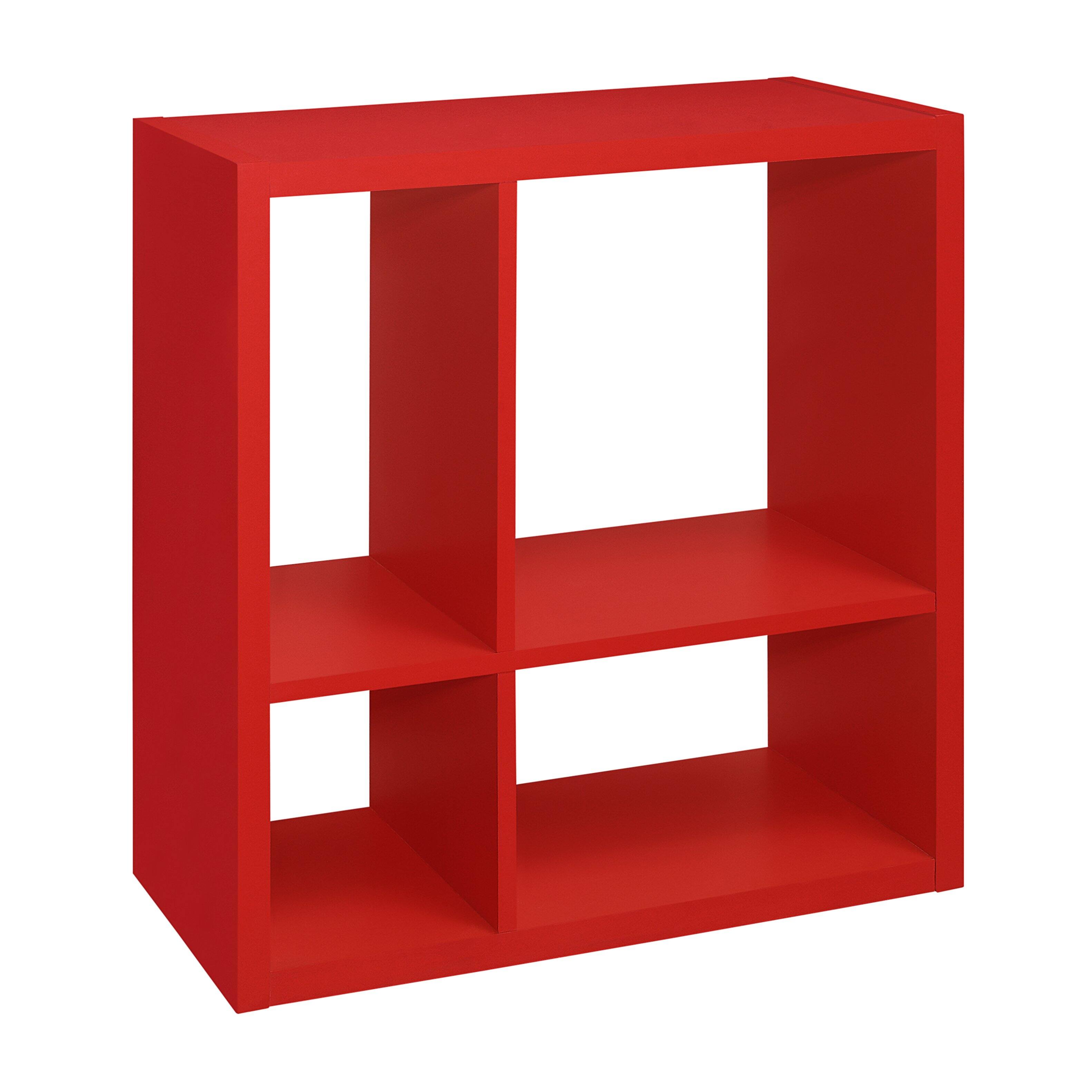 Angle. Kings Brand Furniture - Kings Brand Furniture Katelyn 4-Cube Bookcase/Organizer, Red - Red.