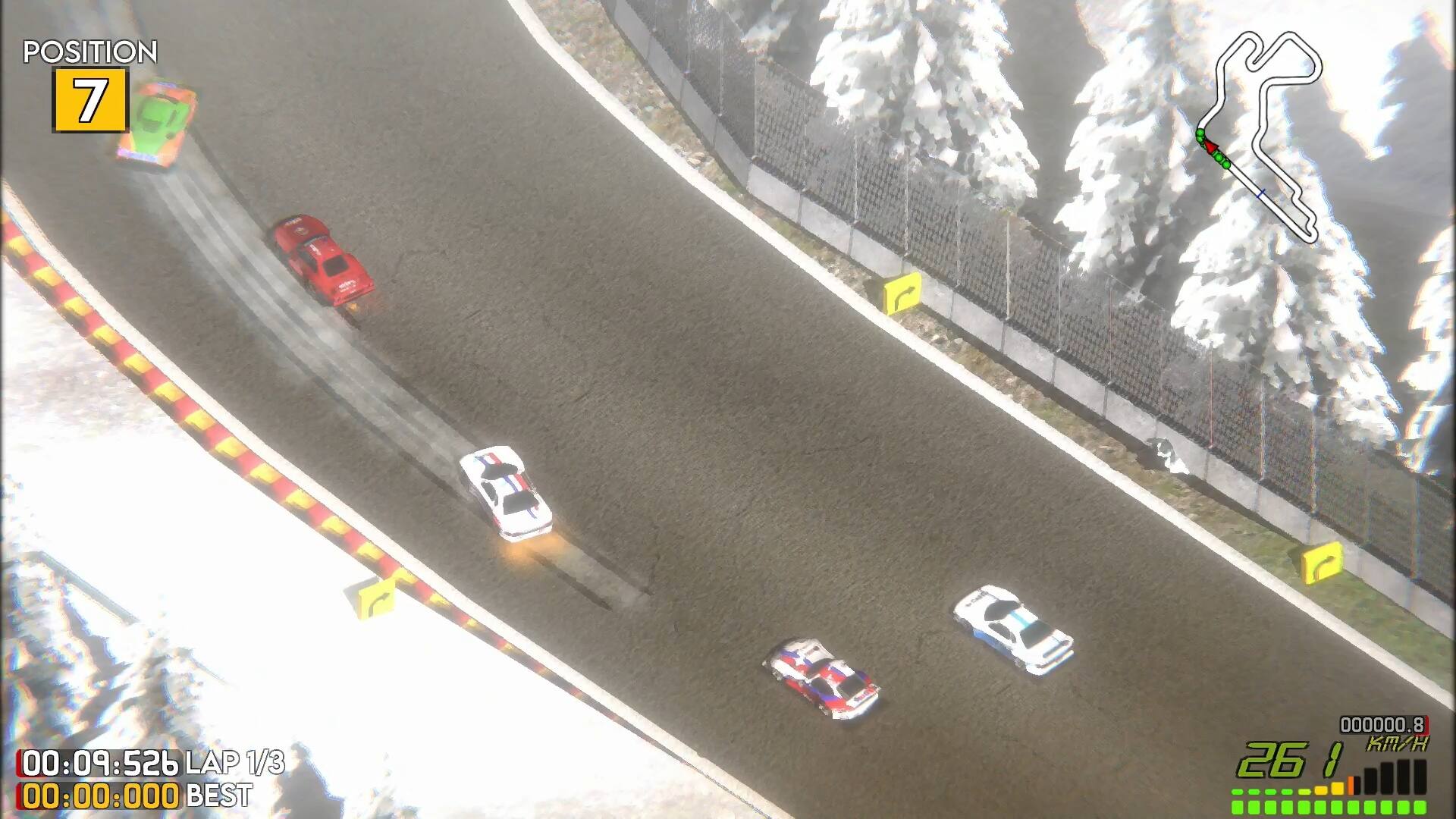 Position 7, 00:09:526, Lap 1/3, 00:00:000, Best 8.000000, 26.