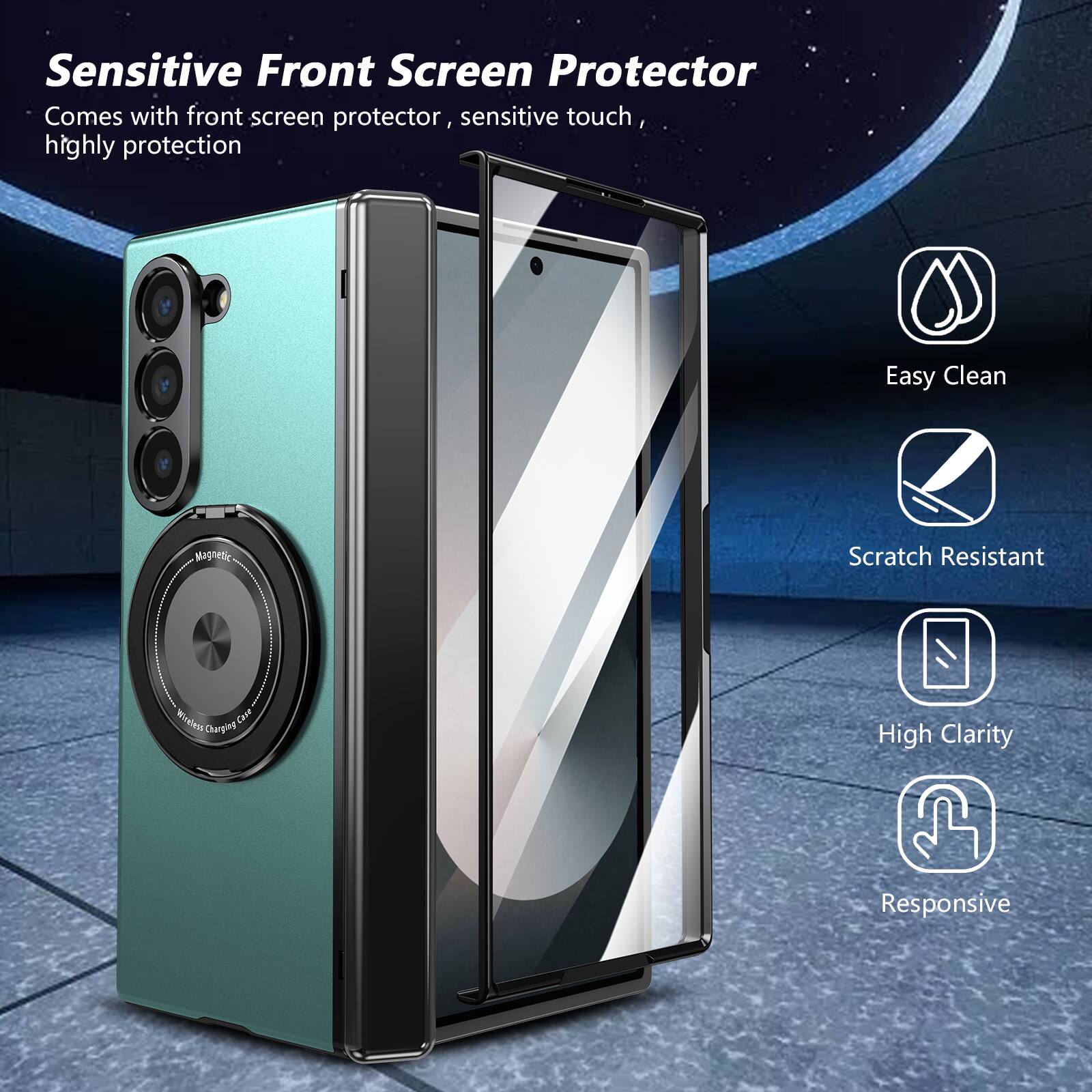 Sensitive Front Screen Protector  
Comes with front screen protector, sensitive touch, highly protection  

Easy Clean  
Scratch Resistant  
High Clarity  
Responsive