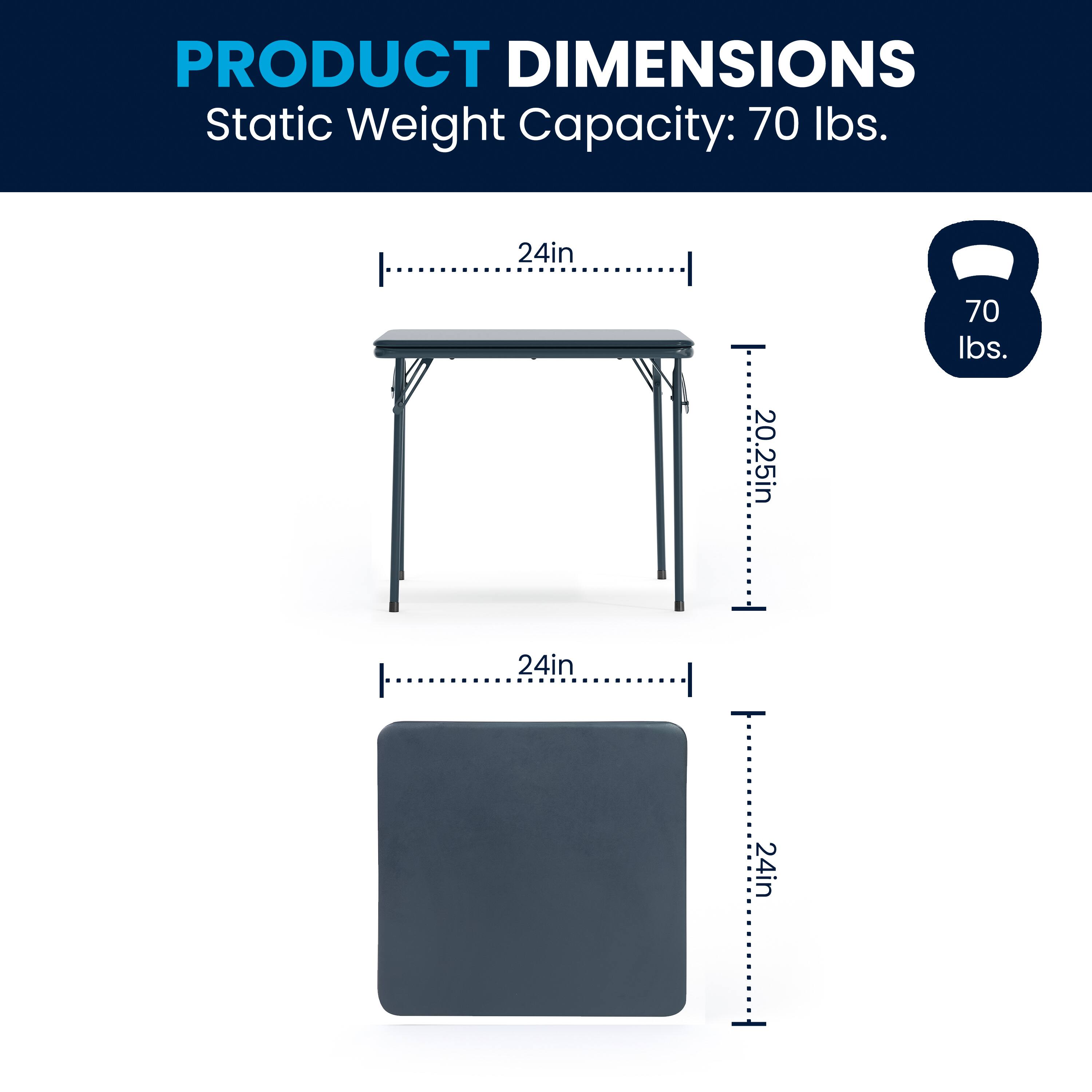 PRODUCT DIMENSIONS  
Static Weight Capacity: 70 lbs.  
24in x 20.25in  
24in x 24in
