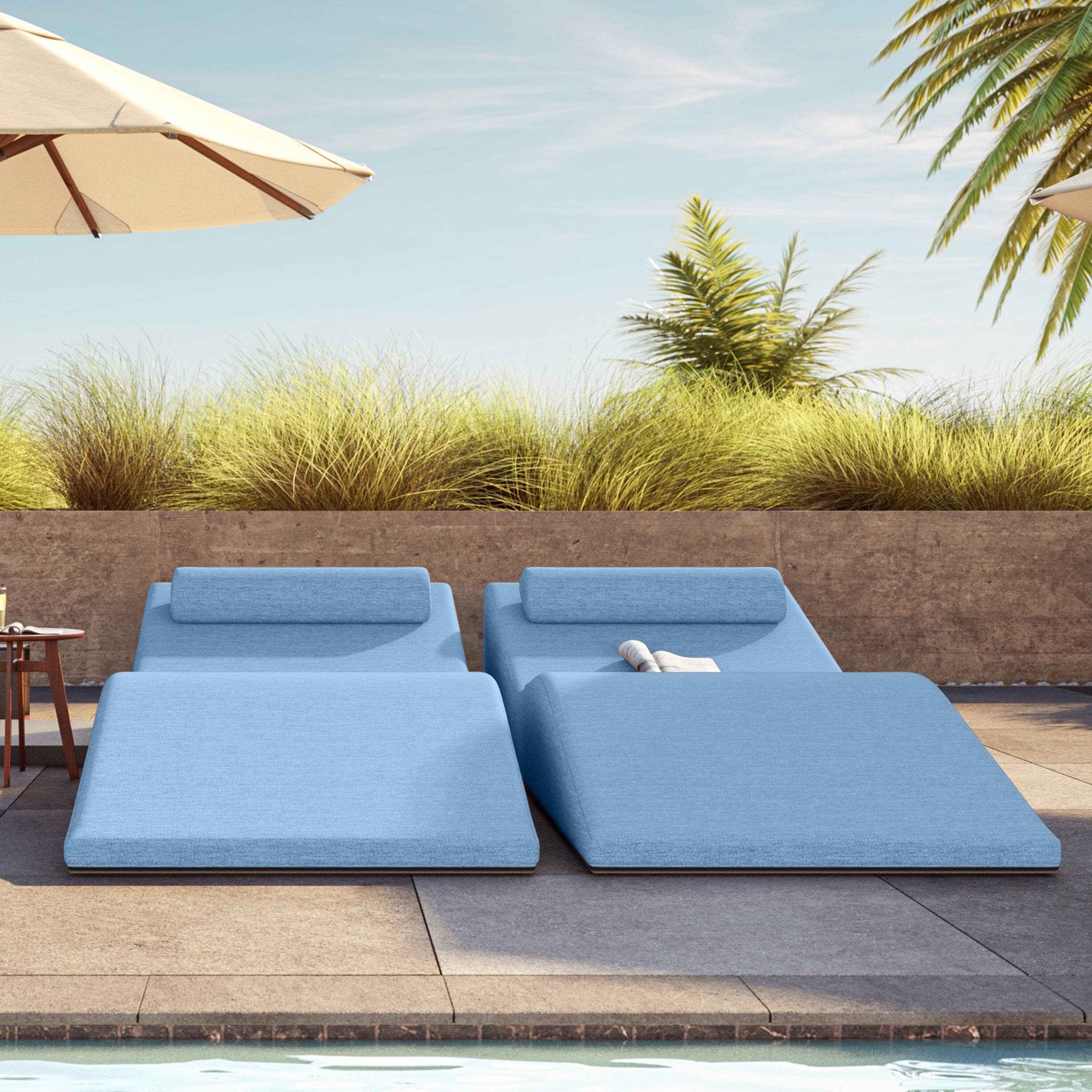 Alt View 1. Jaxx - Jaxx Clermont Sun Lounger - Luxurious Waterproof Poolside Lounge & Outdoor Chaise - Sunbrella Ocean Blue - Marine Grade Vinyl.