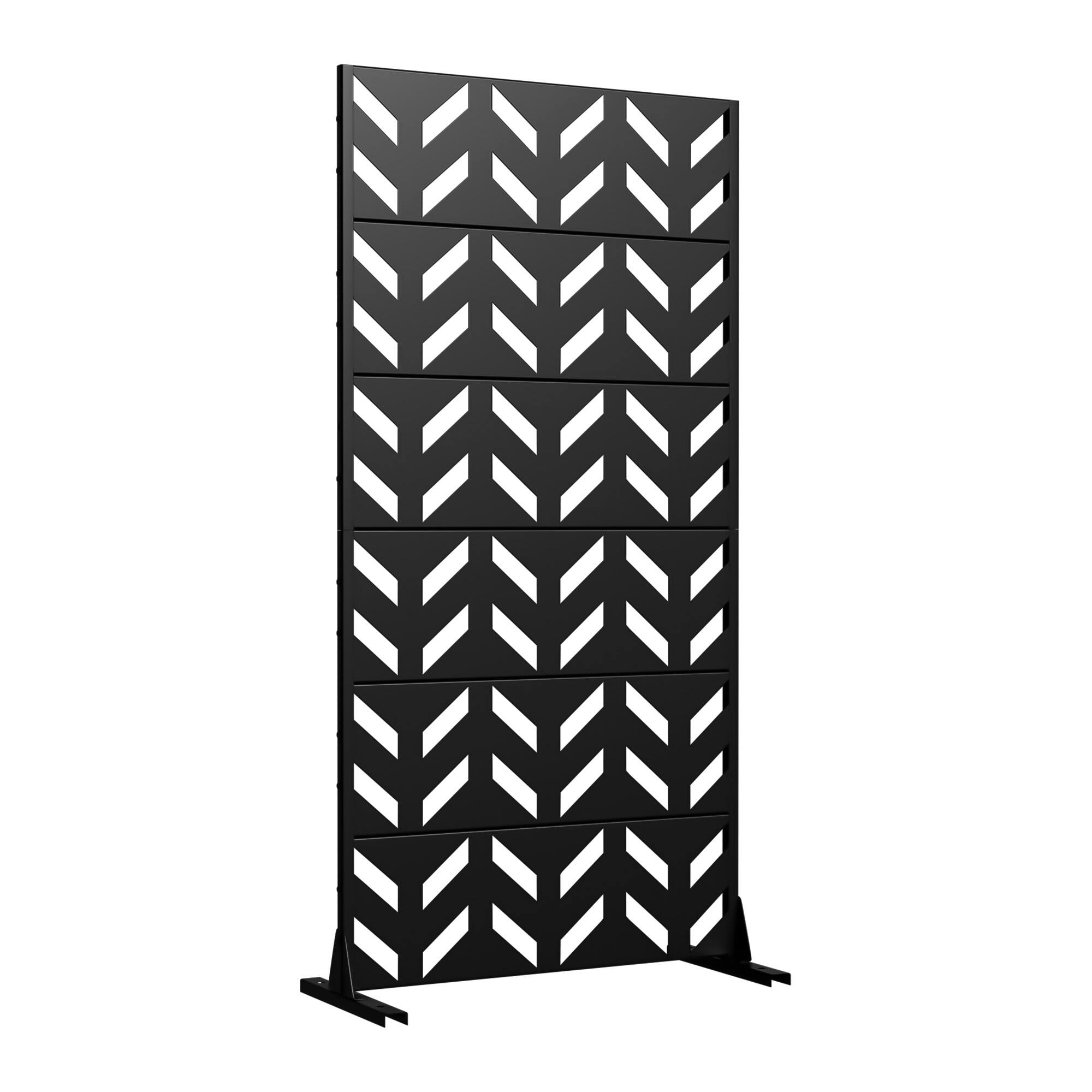 Angle. PexFix - 72 in. x 35 in. Keith Pattern Metal Outdoor Privacy Screen & Panels, Freestanding Garden Divider Fence - Black.
