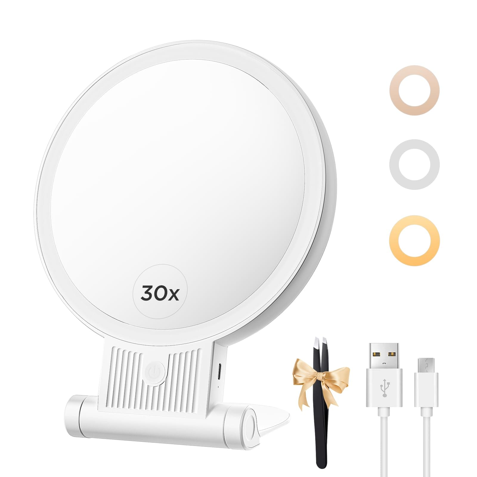 Pacoar Cade - Lighted Makeup Mirror With /Magnification Color Lights mah Rechargeable Double sided Vanity ° Swivel & Hanging Design - Default