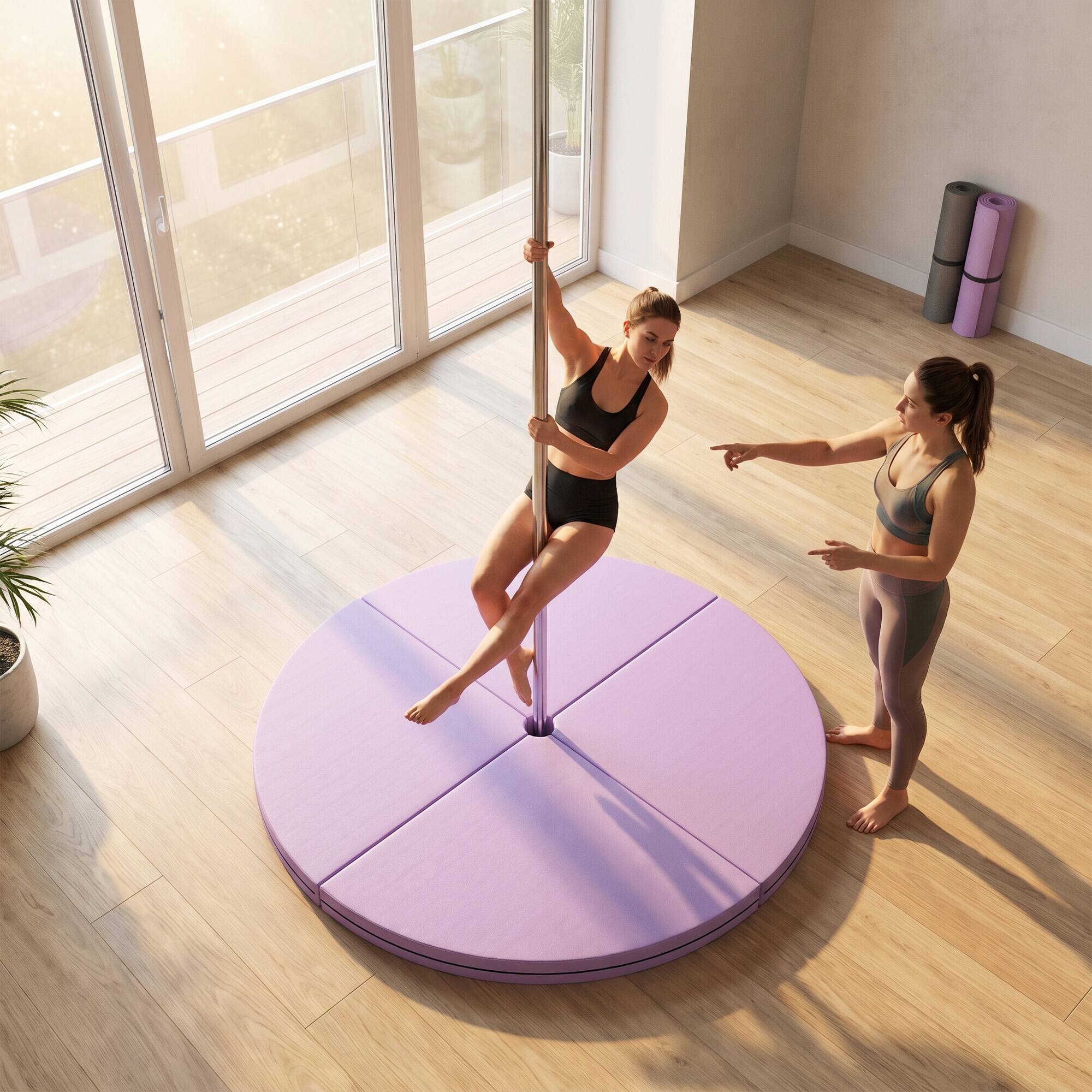 Alt View 8. Soozier - Dance Mat, 2"T x 5'W Folding Pole Crash Mat for Home, Lightweight and Foldable - Light Purple.