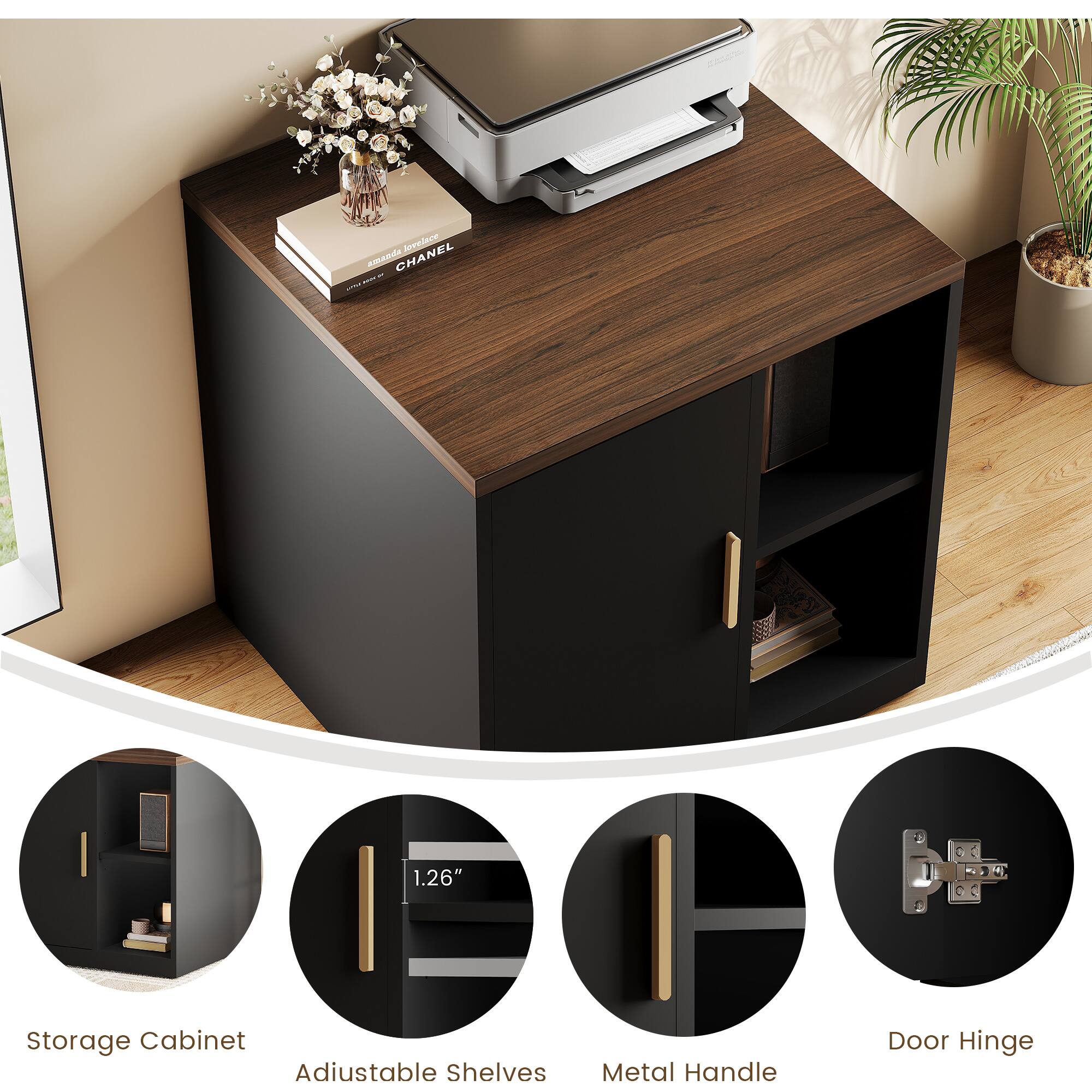 Aneetene AMARda CHANEL E ... ... 1.26" Storage Cabinet Adjustable Shelves Metal Handle Door Hinge