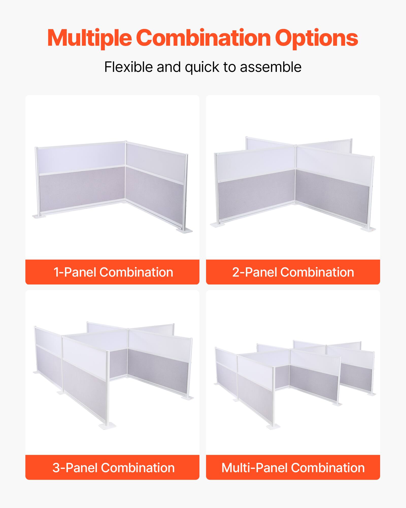 Multiple Combination Options  
Flexible and quick to assemble  
1-Panel Combination  
2-Panel Combination  
3-Panel Combination  
Multi-Panel Combination