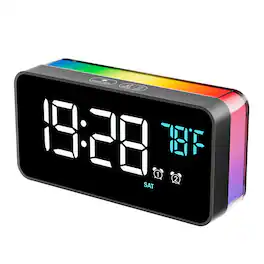 Dazzed Corner - Alarm Clock for Bedrooms,Desk Digital Clock with Temperature - Black