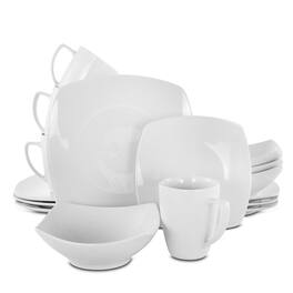 Gibson - Zen Buffetware 16 piece Square Dinnerware Set - White
