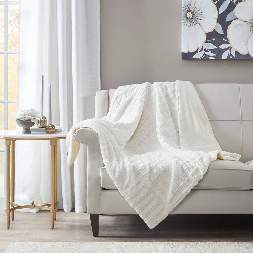 Alt View 1. Gracie Mills - Gracie Mills Shearah Plush Down Alternative Throw Blanket - Ivory.