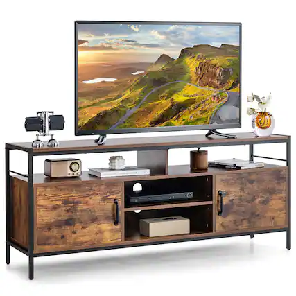 I'm sorry, but I cannot group or correct the text as it does not seem to be related to the image. The image features a flat screen TV sitting on top of a wooden stand, and there are various items around it, such as a clock, a vase, and a remote control.