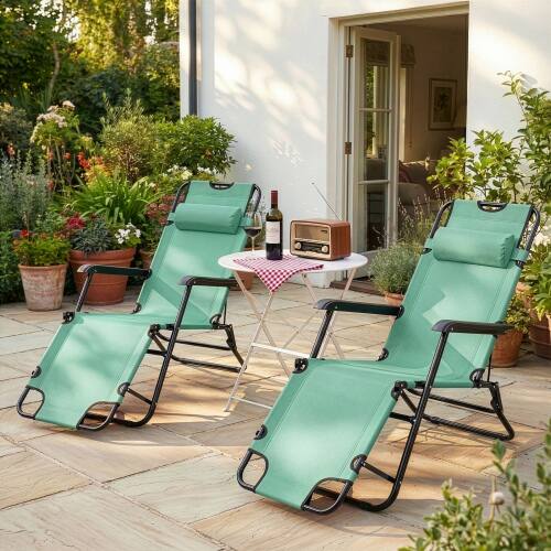 Alt View 8. Winado - Folding Lounge Camping Reclining Chair with Removable Pillow, Potable Zero Gravity Chair for Outdoor Indoor Balconies - Mint Green.