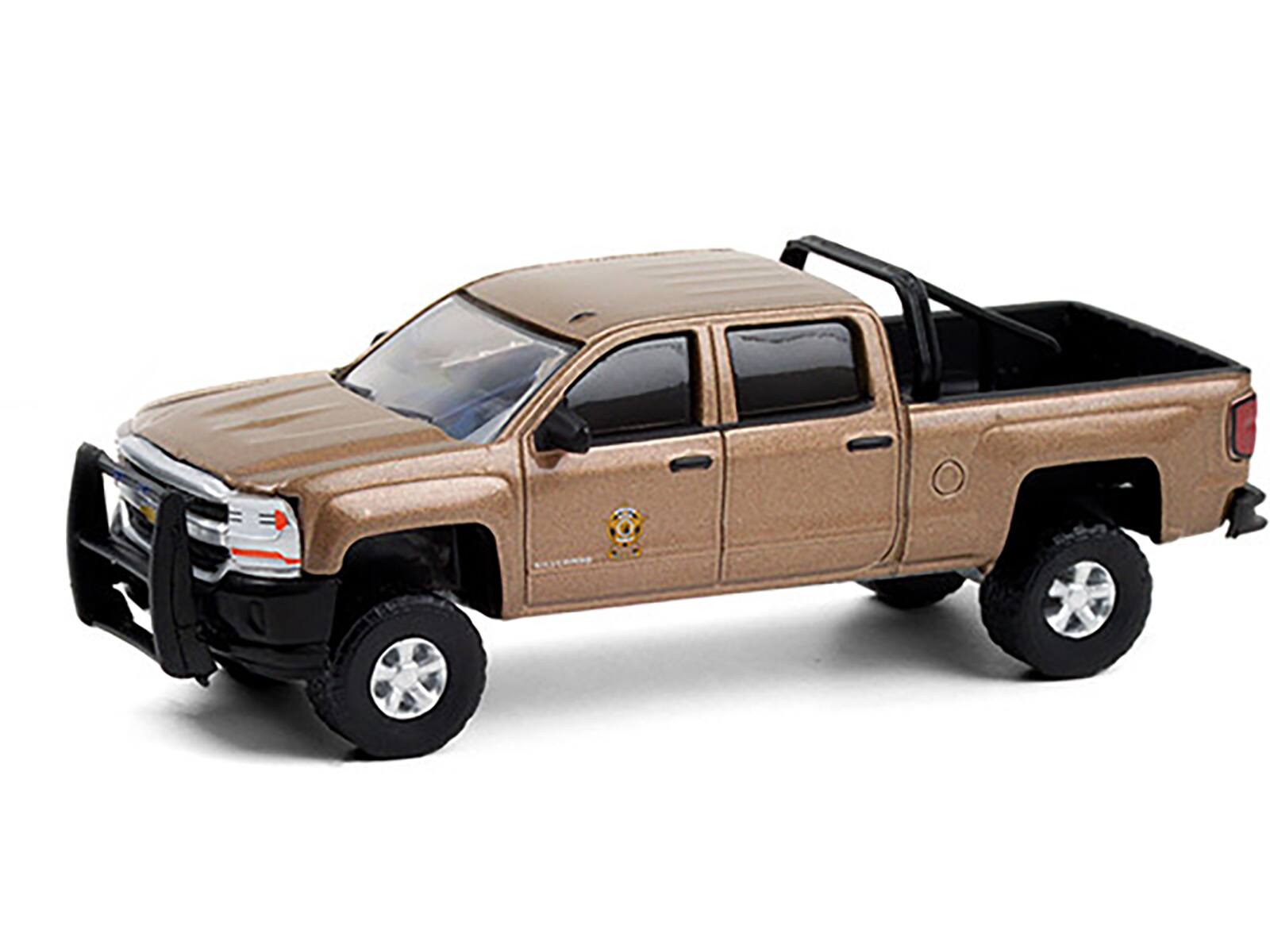 Angle. Greenlight - 2017 Chevrolet Silverado 1500 Brown Metallic "Washington State Fish & Wildlife Police" "Hot Pursuit" Series 37 1/64 - Brown Metallic.