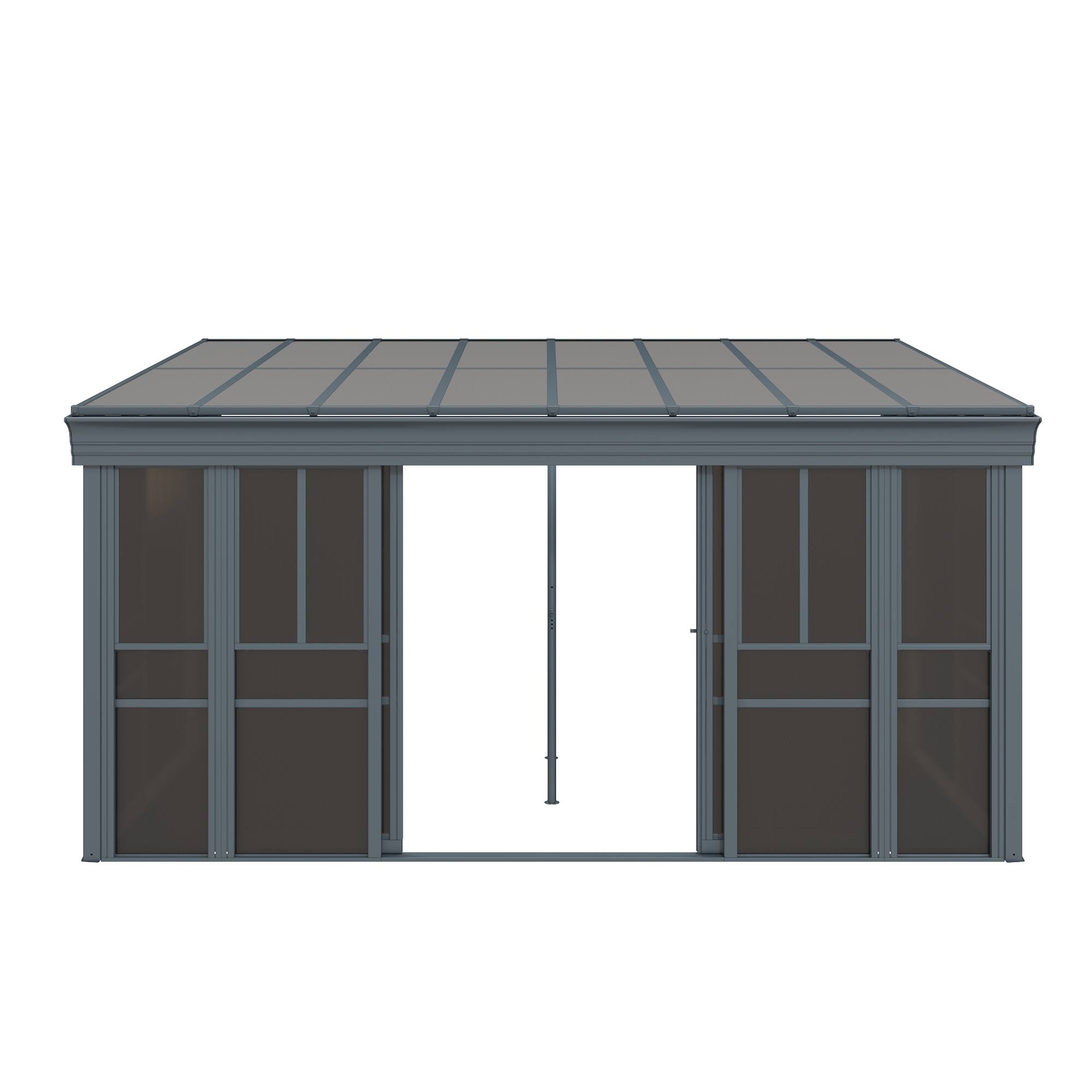 Alt View 5. U-HOMY - Grey Wall-Mounted Solarium Sunroom Kit with Sliding Doors and Adjustable Polycarbonate Windows - 10'x16'.