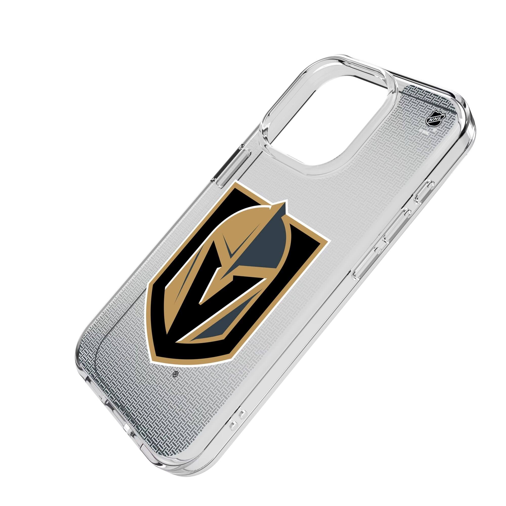 Alt View 1. Keyscaper - Vegas Golden Knights Linen Logo iPhone Clear Case - 16e - Multicolor.
