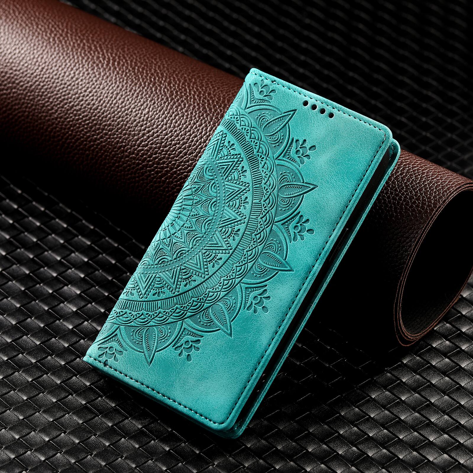 Alt View 2. Dteck - Magnetic Wallet Case For Apple iPhone 18 Pro Max, Shockproof Embossed Card Cash Pocket Stand PU Leather Cover - Green.