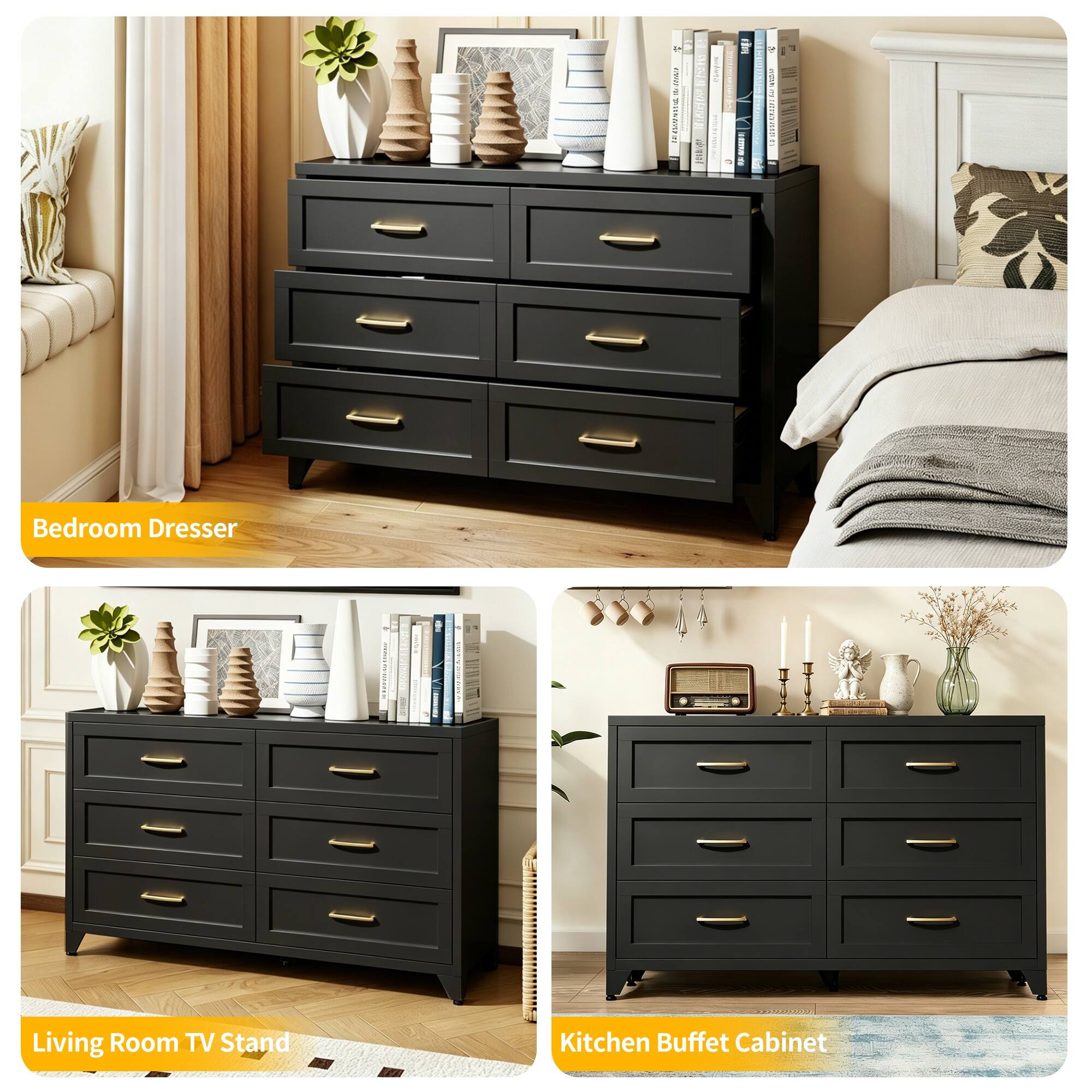 1 : I - Futpm | sORV | i I I ANURD V i TODI Bedroom Dresser Living Room TV Stand Kitchen Buffet Cabinet