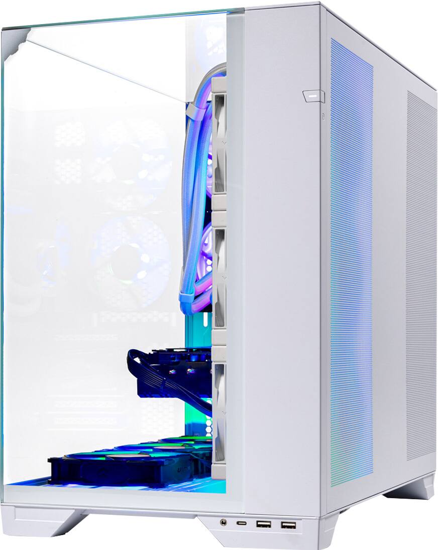 Left. Skytech Gaming - Skytech O11V - AMD Ryzen 9 9900X3D, 9070XT, 32GB 6000 MHz DDR5 RAM, 850W GOLD PSU - White.