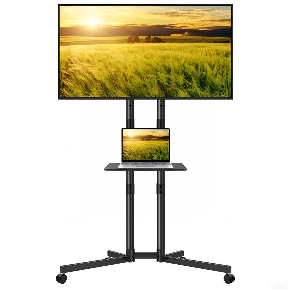Front. KKTONER - KKTONER Mobile TV Cart for 32 to 85-inch LCD LED Flat Screen/Curved TVs Floor TV Stand on Wheels - Black.