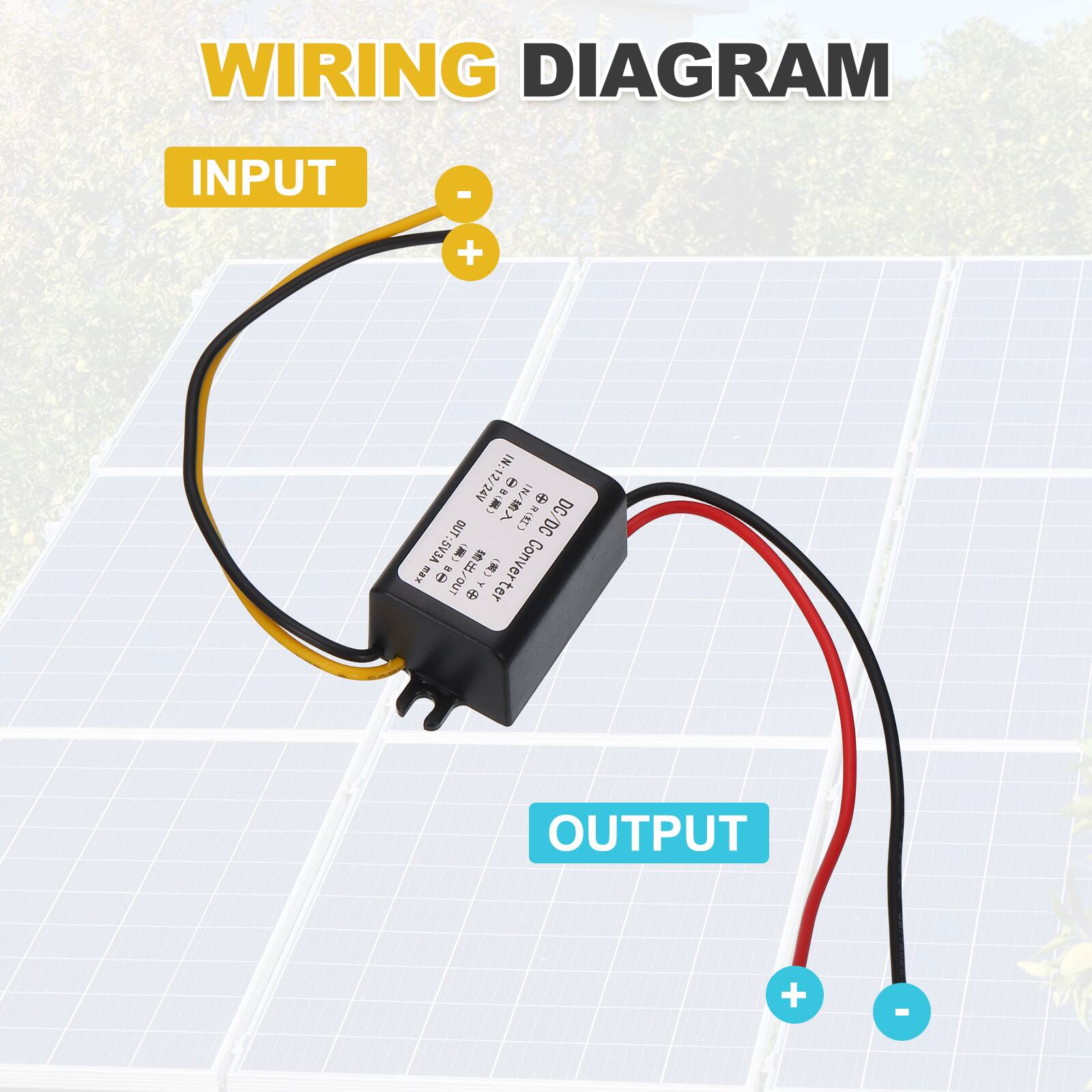WIRING DIAGRAM

INPUT
- NI 12/24V

OUTPUT
- DC OUT 5V
- DC/DC SA OUT: GV3A 5V
- LNO B

+ -