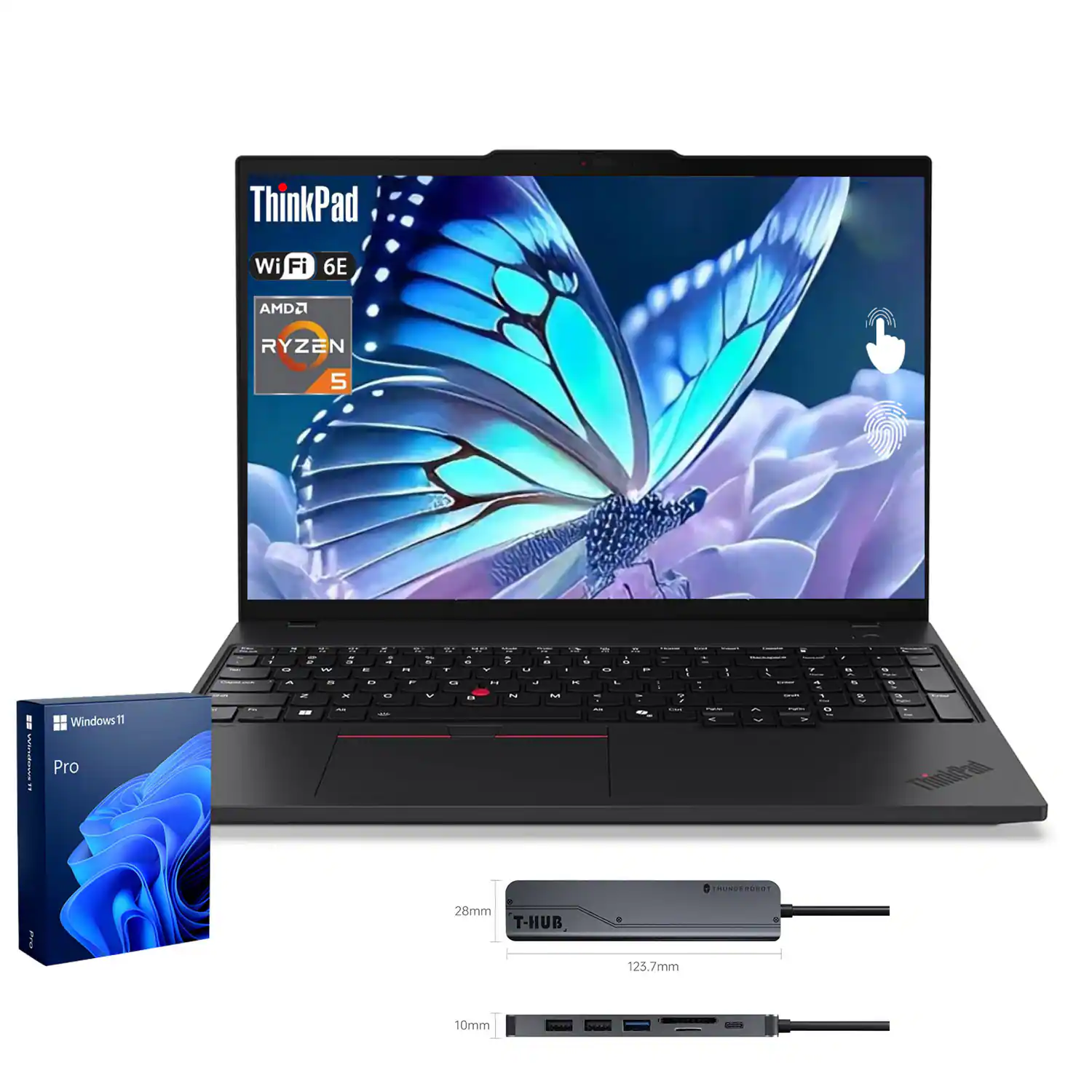 Lenovo - E16 ThinkPad 16" FHD+ Touchscreen Laptop - AMD Ryzen 5 7535U with 64GB RAM - 1TB SSD - Backlit KB - 7-in-1 USB-C Hub - Black