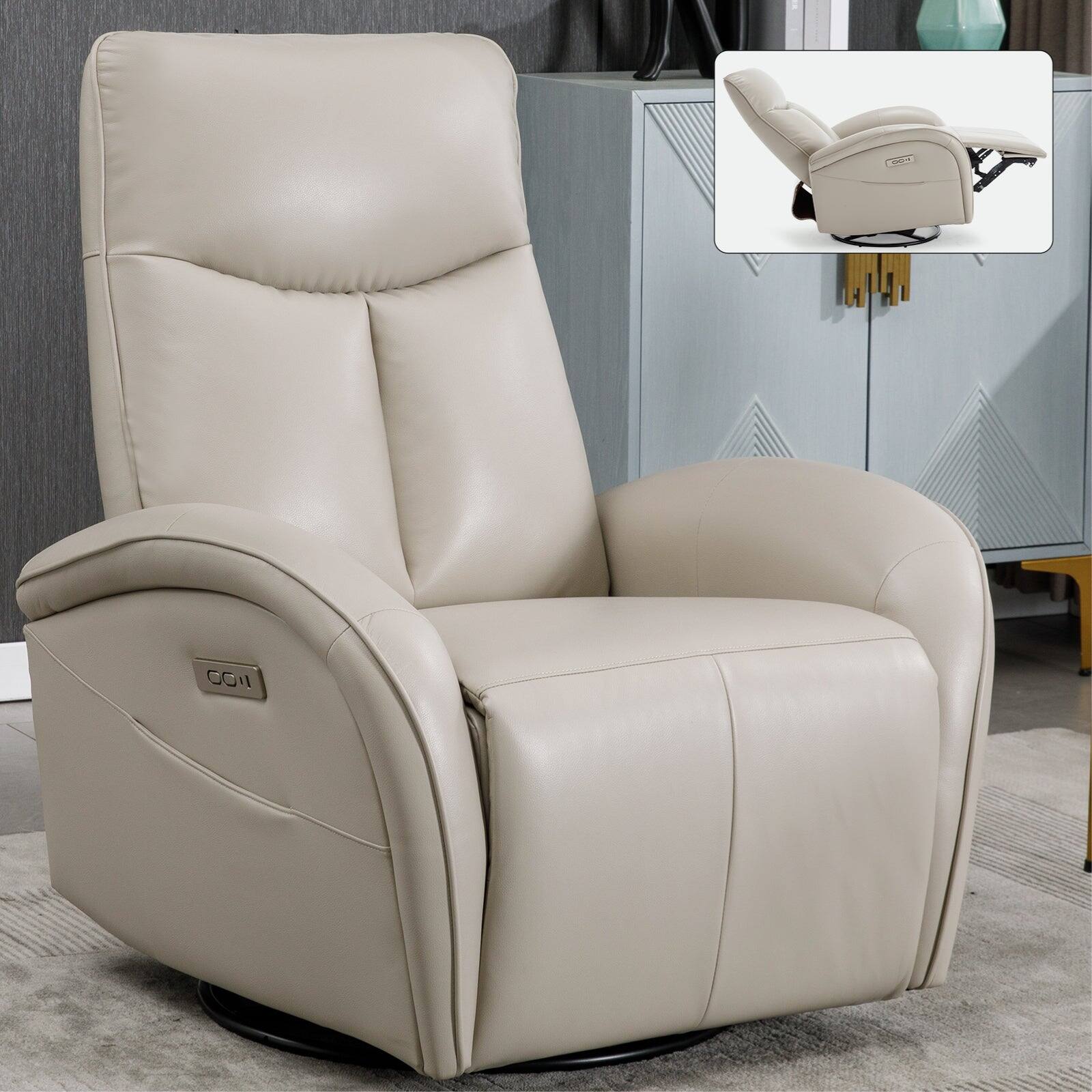 Alt View 2. Boyel Living - Power Recliner Chair with Lumbar Support Max Swivel Degree 270° Heavy Duty Motion Mechanism with USB and Type-C Ports - Beige.