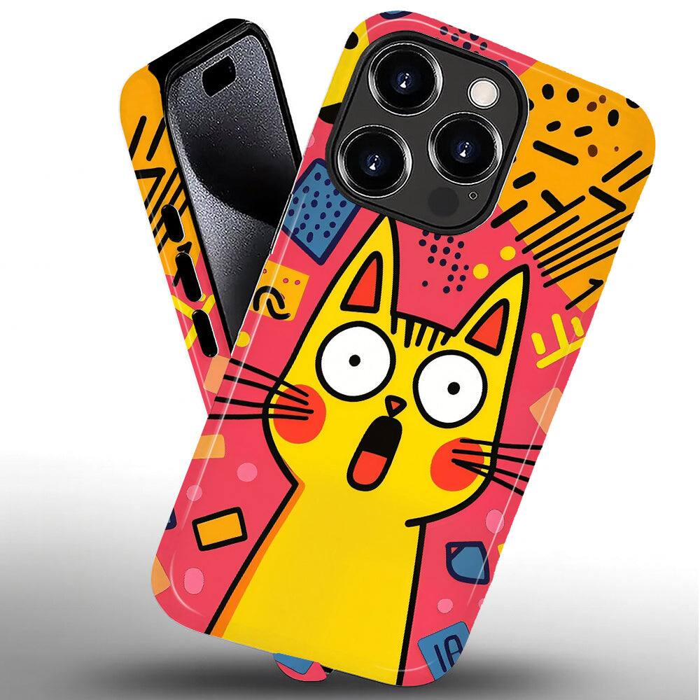 Alt View 1. Finnhomy - Smartphone Case for iPhone - Dual-Layer Heavy Duty Protective Cover - Surprised Cat - Surprised Cat for iPhone 14 Pro Max.
