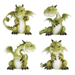 FC Design - 4-PC Cute Dragon 4.25"H Figurine Statue Set Office/Computer Desk Tabletop Medieval Gaming Home Decor Gift - Multi-Color