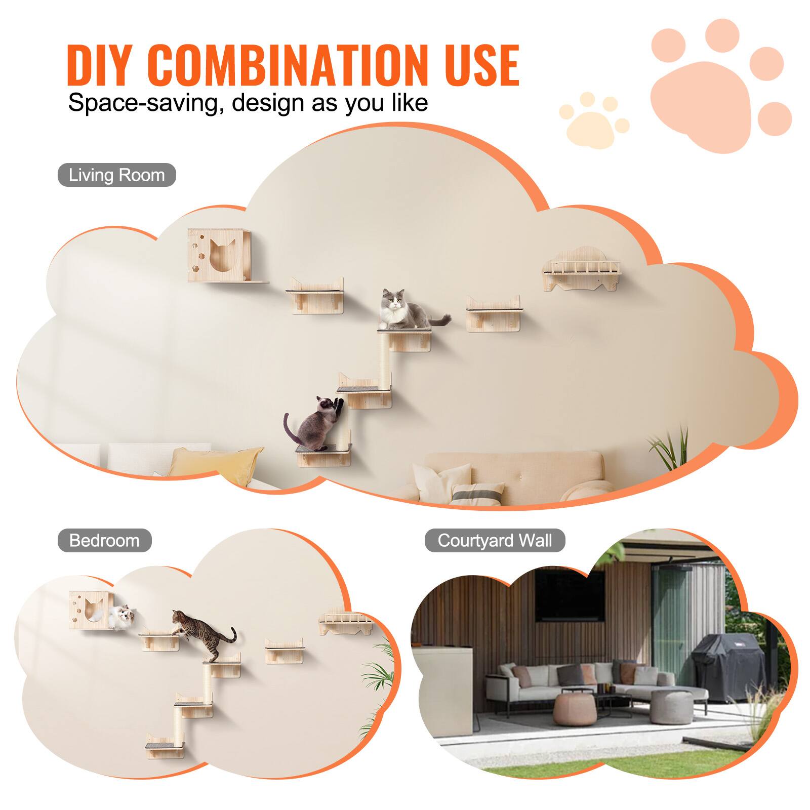 DIY COMBINATION USE  
Space-saving, design as you like  

Living Room  
Bedroom  
Courtyard Wall