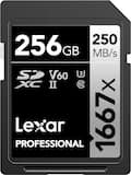 Lexar - 256GB Professional 1667x SD Card, UHS-II, C10, U3, V60, 1080p Full HD, 4K, Up To 250MB/s Read SDXC Memory Card