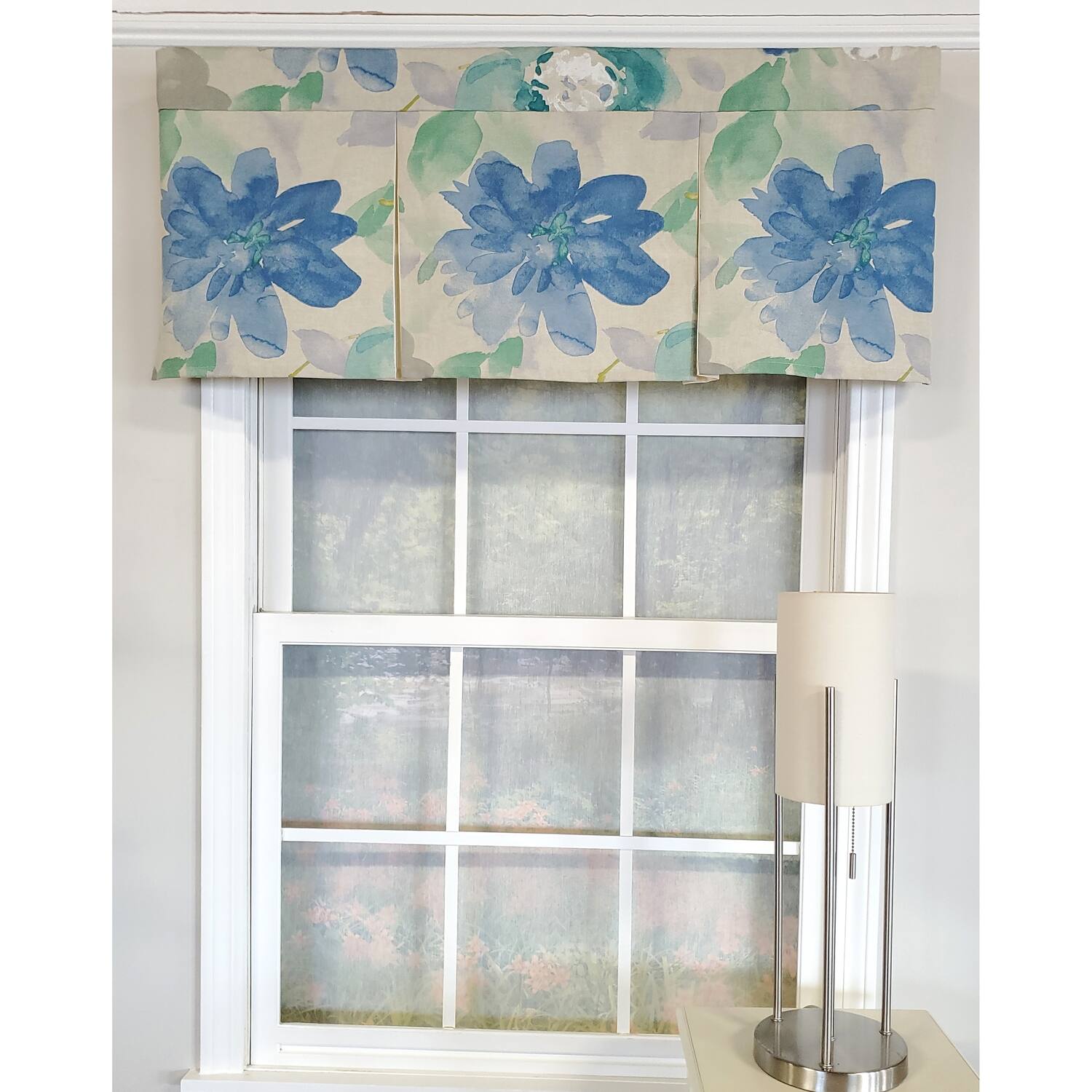 Angle. RLF Home - RLF Home 3" Rod Pocket High Quality Fabric Mantra Pleated Valance for Windows 50" x 17" Azure - Azure.
