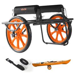 VEVOR - Kayak Cart, 330 lbs Load Capacity, Canoe Cart Dolly with 15-inch Solid Rubber Tires & Kickstand - Black and orange