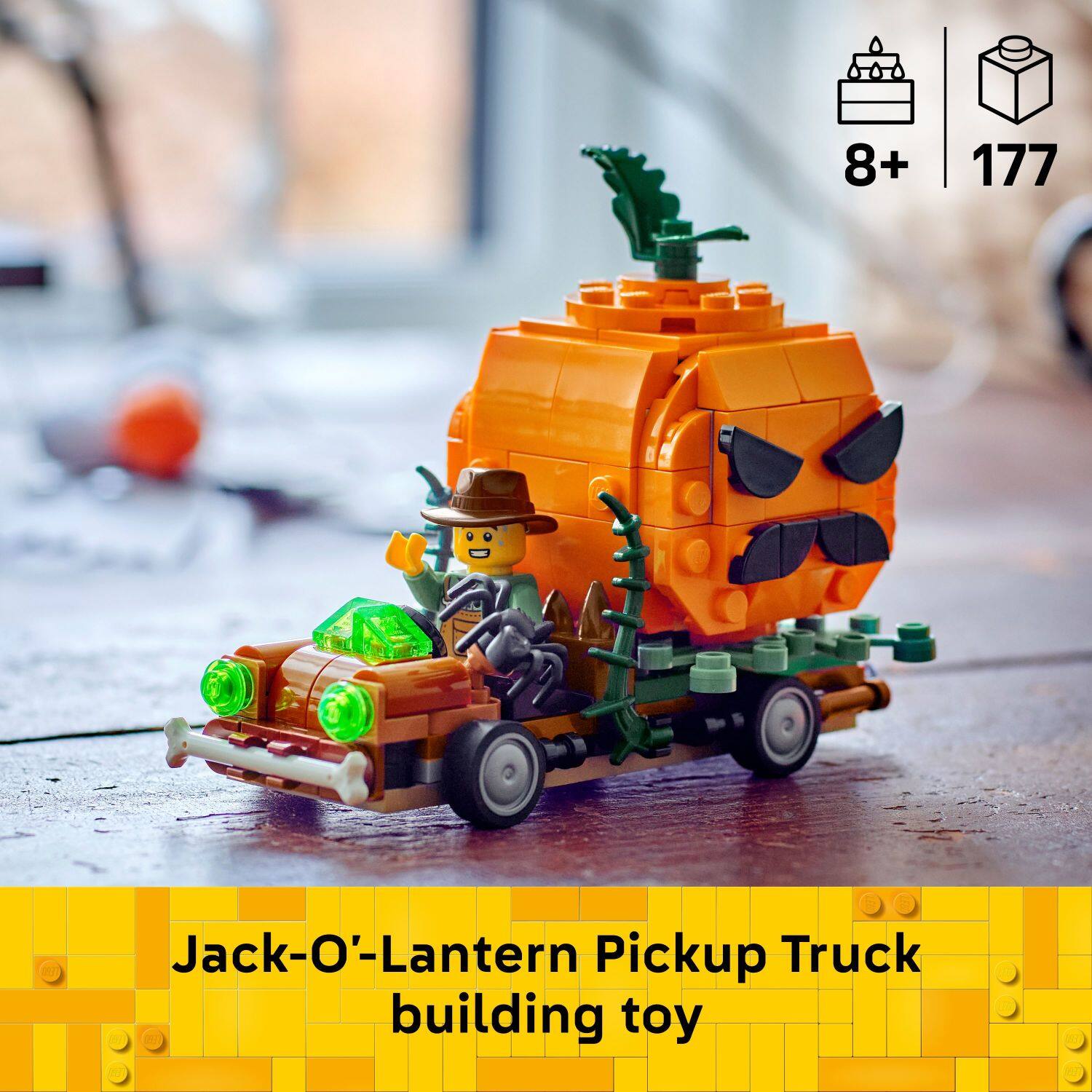 8+ 177  
Jack-O'-Lantern Pickup Truck  
building toy