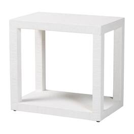 bali & pari - Oaklynn Natural Grasscloth End Table - Two-Tier Accent Table with Open Frame, Modern Coastal - White