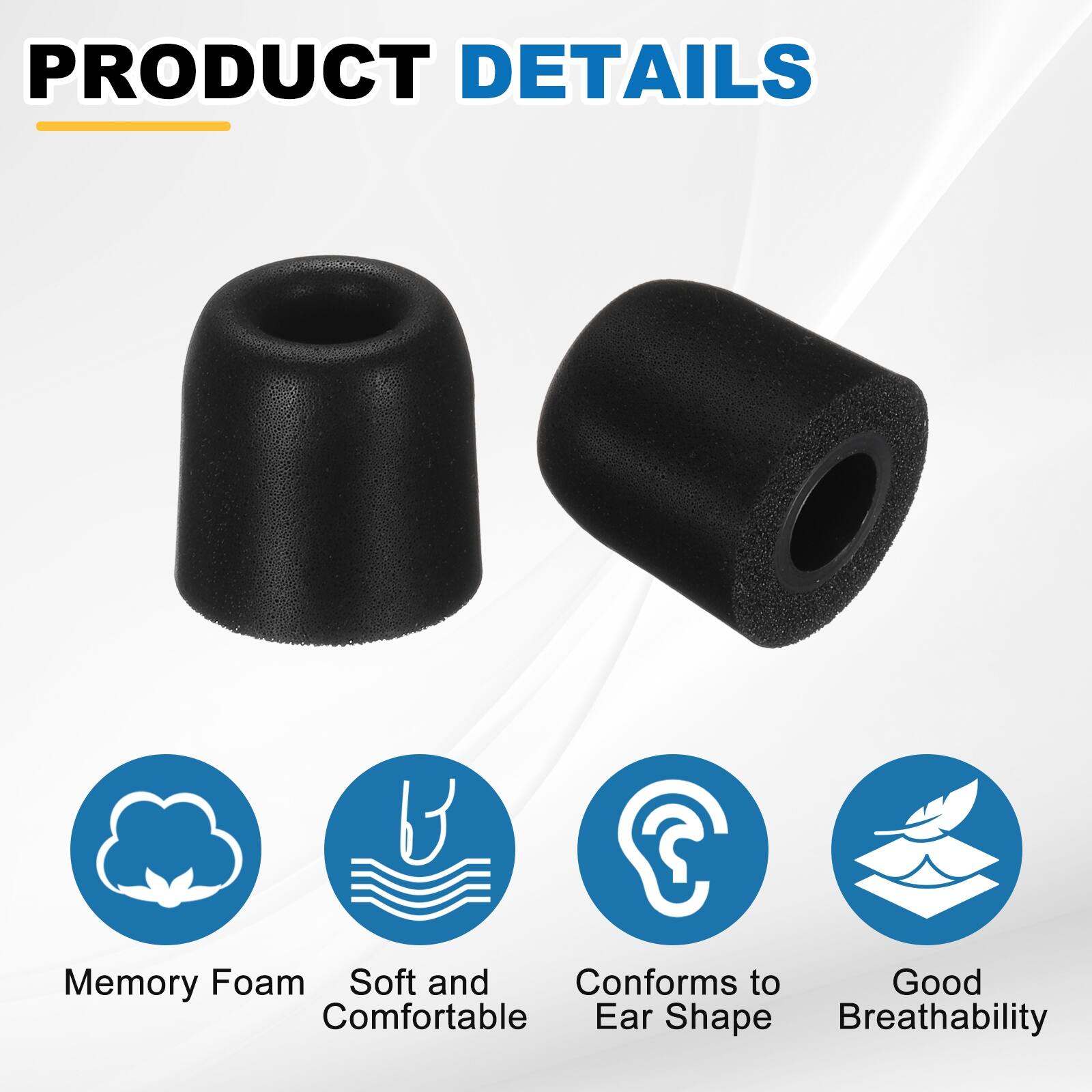 PRODUCT DETAILS

- Memory Foam
- Soft and Comfortable
- Conforms to Ear Shape
- Good Breathability