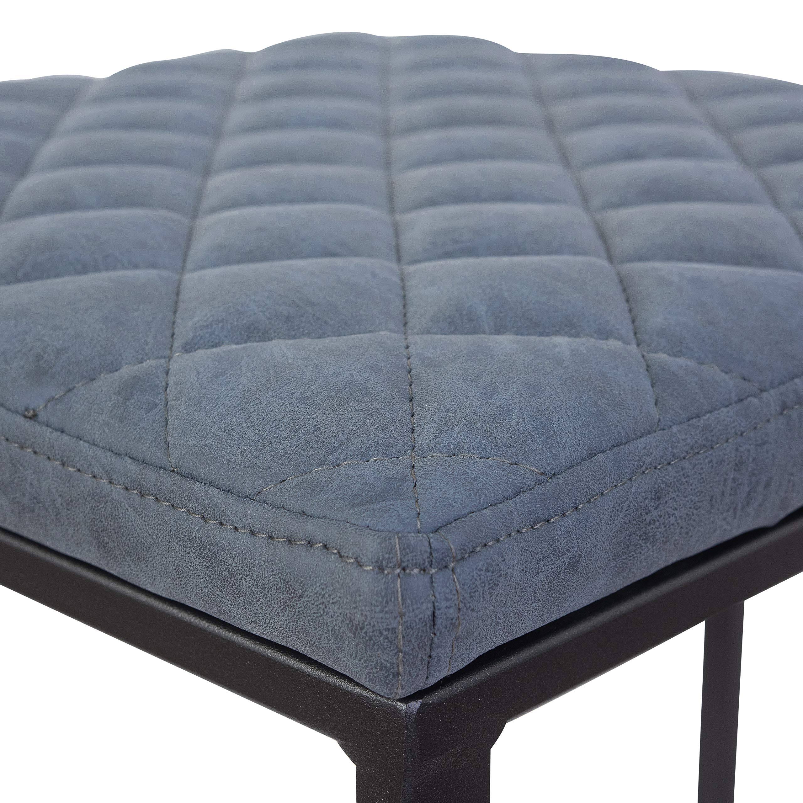 Alt View 4. LeisureMod - Quincy Modern Quilted Leather Bar Stool with Black Metal Frame Counter Height Chair for Kitchen and Counter Seating - Peacock Blue.