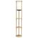 Front. Simple Designs - Round Etagere Storage Floor Lamp with 2 USB, 1 Outlet - Tan.