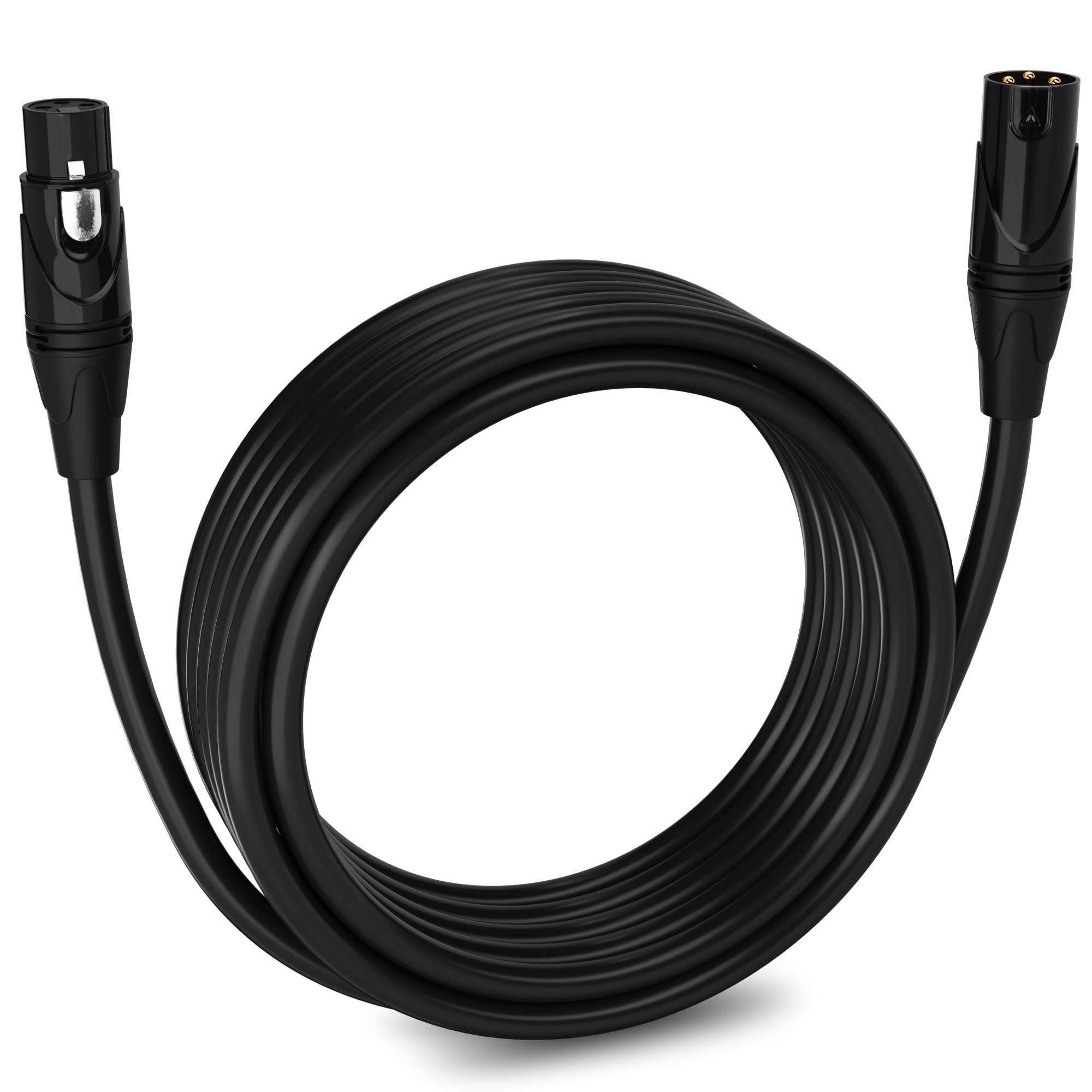 Front. Lyxpro - 20 ft Balanced XLR Cable, Male to Female, 3 Pin Microphone Cable - Black.