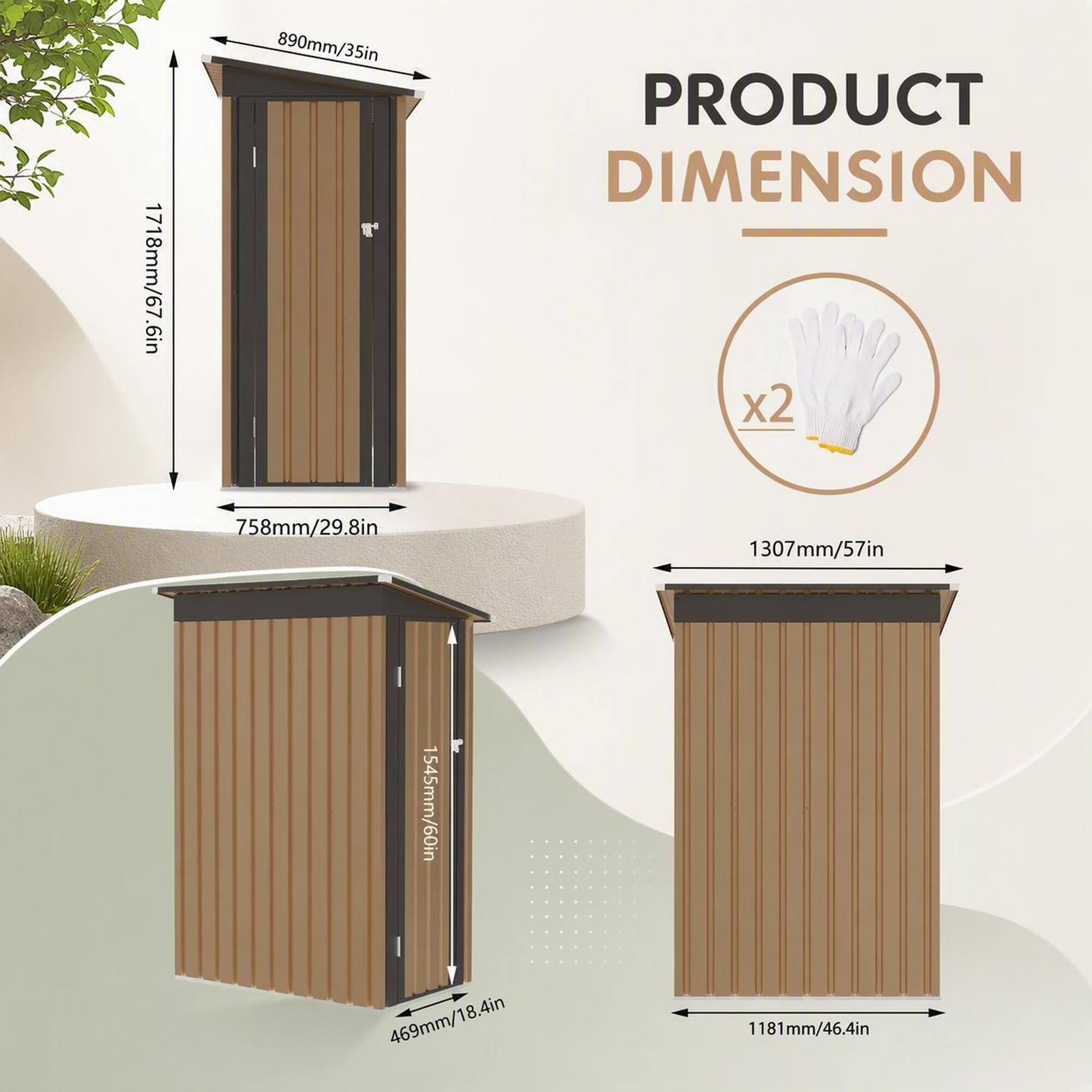 1718mm/67.6in  
890mm/35in  
758mm/29.8in  

PRODUCT DIMENSION x2  
1307mm/57in  
1545mm/60in  
469mm/18.4in  
1181mm/46.4in