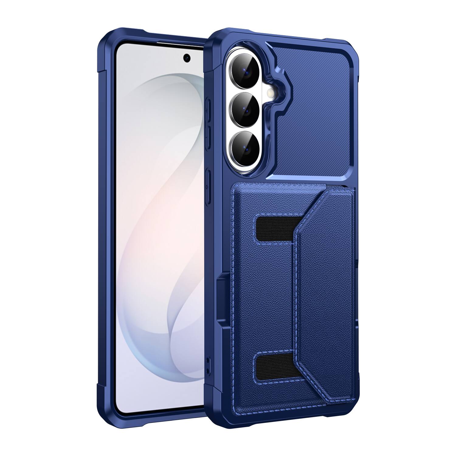 Angle. UUCOVER - Wallet Case for Samsung Galaxy S26 FE,Shockproof TPU Magnetic PU Leather Card Holder Wallet Case Back Cover - Darkblue.