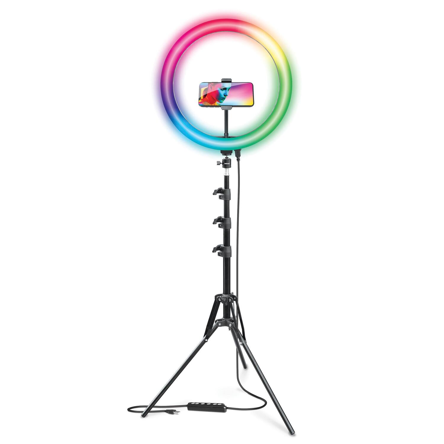 Left. Bower - Bower Wa-rlsrgb16 Rgb Selfie Ring Light Studio Kit With Wireless Remote Control And Tripod (16 In.) - black.