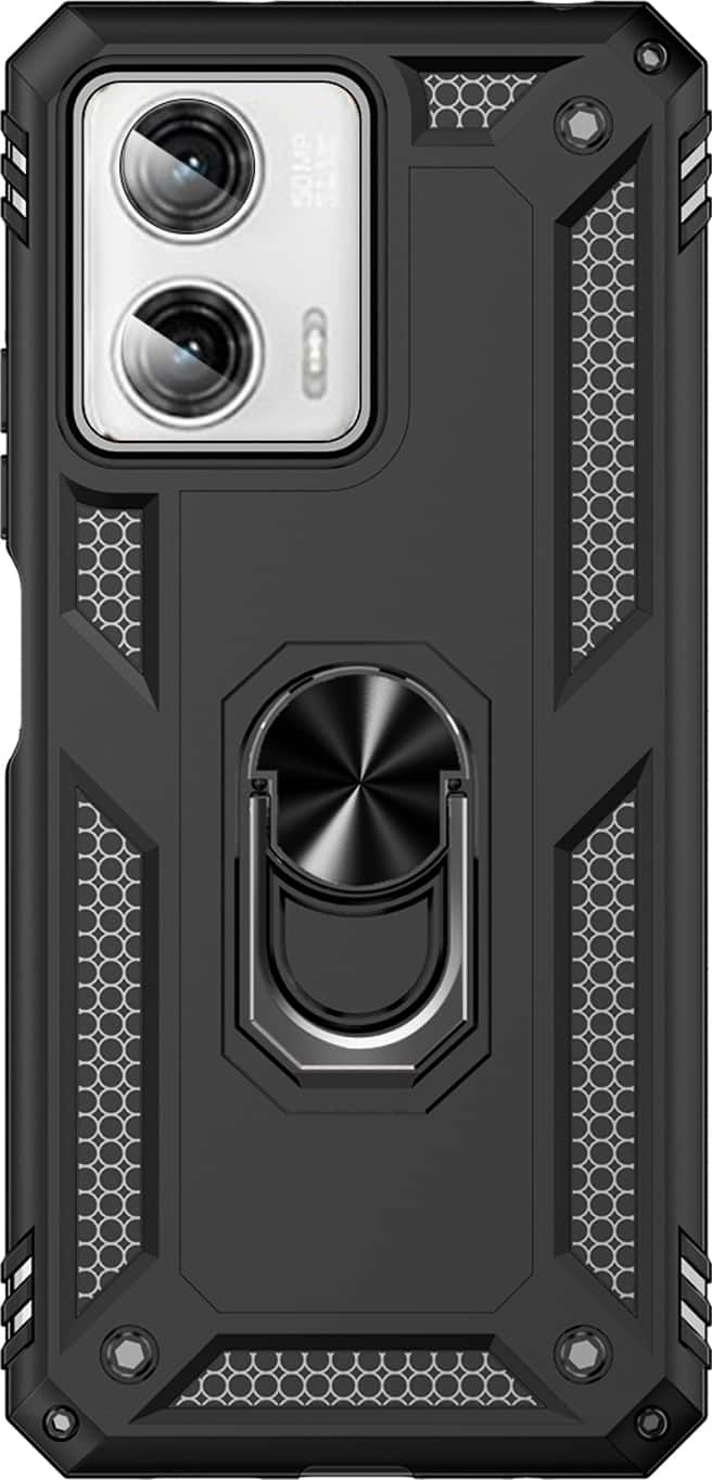 Front. SaharaCase - Military Kickstand Case for Motorola Moto G 5G (2023) - Black.